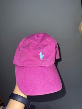 Polo by Ralph Lauren Magenta Baseball Cap with Blue Pony